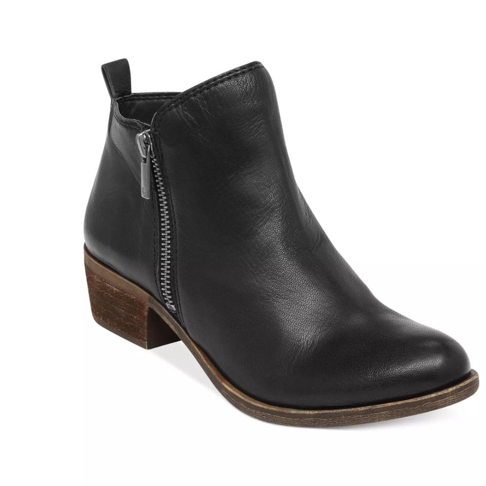 Lucky Brand Women's Basel Leather Booties Black Size 9